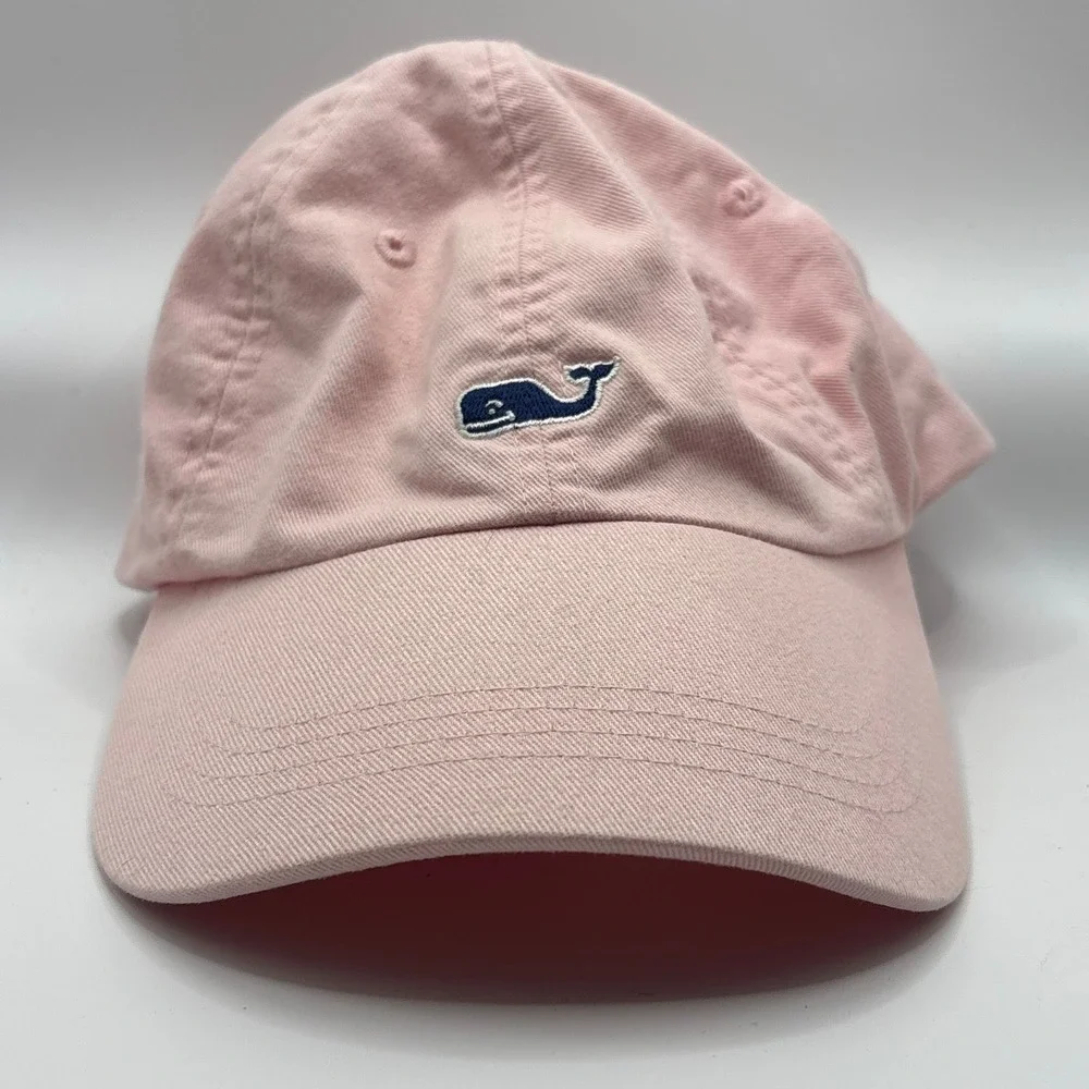 Baseball Cap Vineyard Vines Pink 100% Cotton Whale Logo Adjustable Hat Preppy